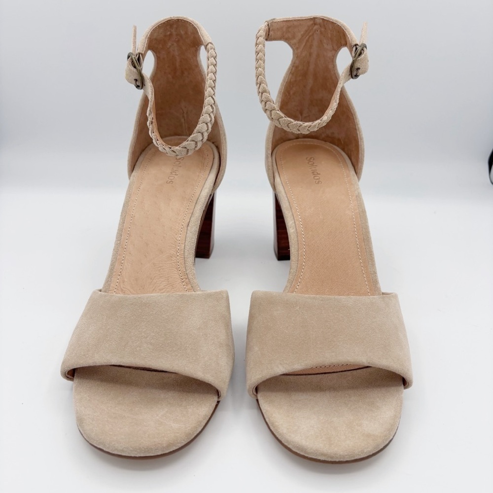 Soludos Hazel Suede Heels Sz 9.5 Sand/Tan Summer Neutral NEW NWOB - Picture 3 of 10